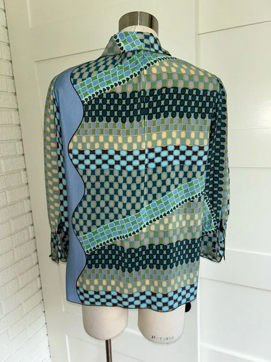 MISSONI-authentic vintage geometric print blouse - Picture 5 of 8